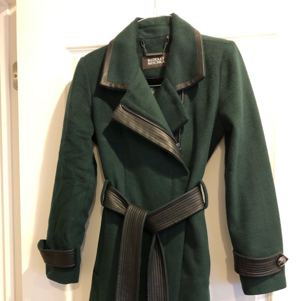 Badgley Mischka green wrap coat